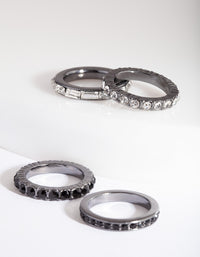 Black Stone Gunmetal Ring Stack - link has visual effect only