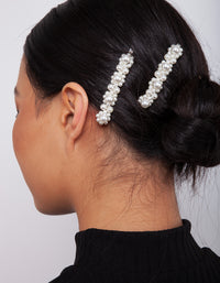 Silver Pearl Cluster Duo Hair Clip Pack - link has visual effect only