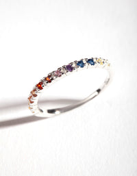 Sterling Silver Rainbow Diamond Ring - link has visual effect only