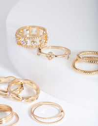 Gold Diamante Band Ring Stack - link has visual effect only