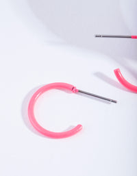 Neon Pink Hoop Earrings - link has visual effect only
