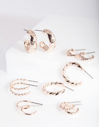 Rose Gold Diamante Hoop Earring 6-Pack - link has visual effect only
