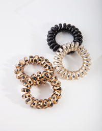 Plastic Leopard Spiral Hair Ties 4-Pack - link has visual effect only