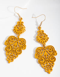 Yellow Large Filigree Drop Earrings - link has visual effect only