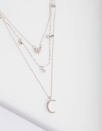 Silver Celestial Diamante Layered Necklace - link has visual effect only