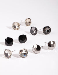 Black Toned Square Diamante 5 Stud Pack - link has visual effect only