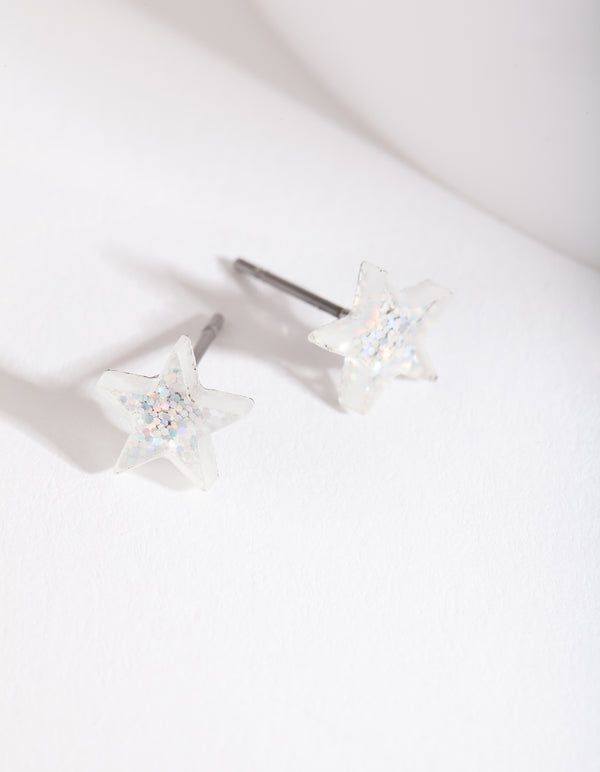 Acrylic Glitter Star Stud Earrings