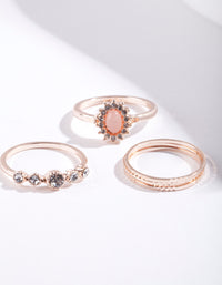Rose Gold Stone Diamante 5-Pack Ring Stack - link has visual effect only