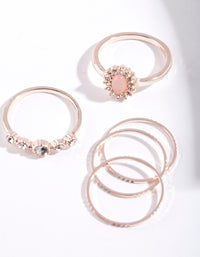 Rose Gold Stone Diamante 5-Pack Ring Stack - link has visual effect only