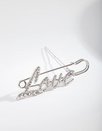 Silver Love Safety Pin Hair Clip - link has visual effect only