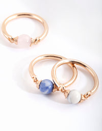 Gold Semi-Precious 3 Ring Stack Pack - link has visual effect only