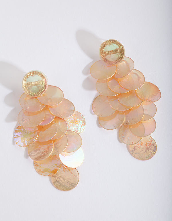 Reflective Shell Disc Earrings