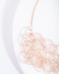 Rose Gold Textured Linked Necklace - link has visual effect only