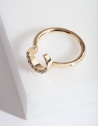 Gold Horseshoe Diamante Ring - link has visual effect only