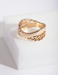 Gold Chain Cross Ring - link has visual effect only