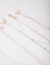 Rose Gold Mix Chain Bead Anklet Bracelet 4-Pack - link has visual effect only