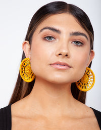 Yellow Crochet Hoop Earrings - link has visual effect only