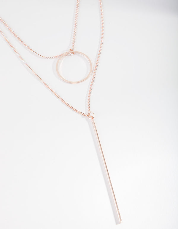 Rose Gold Geometric Layered Necklace