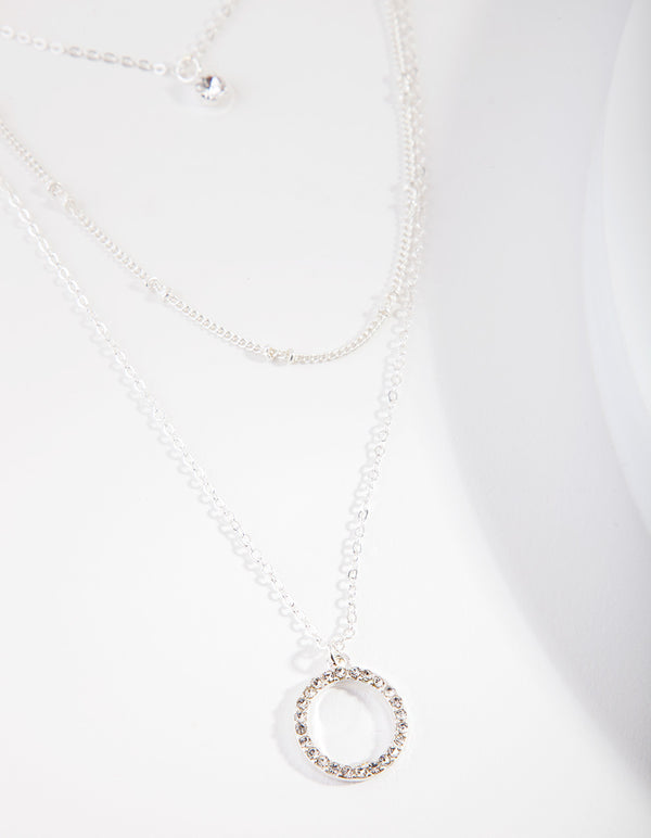 Silver Diamante Circle Necklace