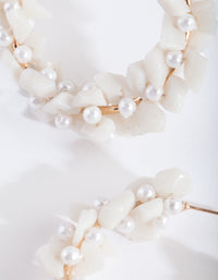 White Stone Pearl Hoop Earrings - link has visual effect only