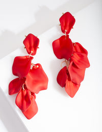 Red Coated Metal Petal Drop Earrings - link has visual effect only