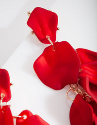 Red Coated Metal Petal Drop Earrings - link has visual effect only