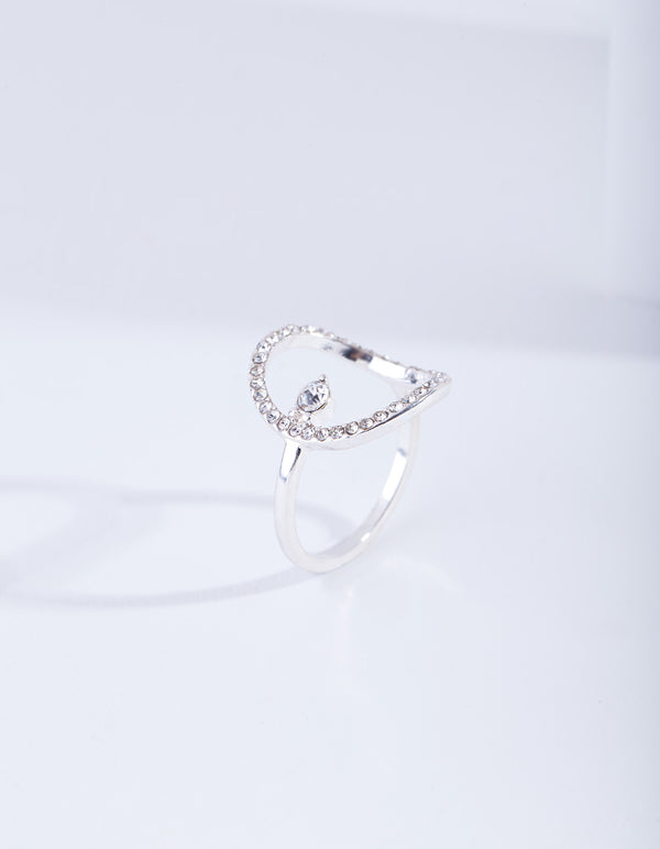 Silver Open Diamante Circle Ring