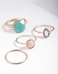 Gold Pastel Stone Ring Stack - link has visual effect only