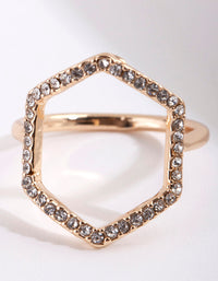 Gold Diamante Open Hexagon Ring - link has visual effect only