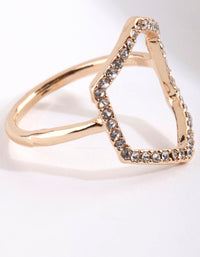 Gold Diamante Open Hexagon Ring - link has visual effect only