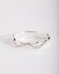 Cubic Zirconia Half Diamante Rope Ring - link has visual effect only