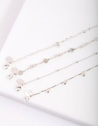 Silver Cubic Zirconia Drop Anklet Bracelet Pack - link has visual effect only