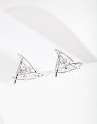 Rhodium Cubic Zirconia Trapped Triangle Earrings - link has visual effect only