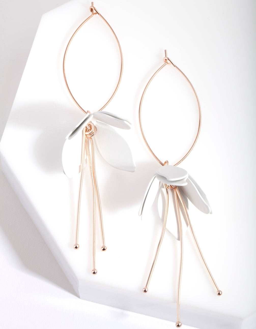 Rose Gold Coated Flower Drop Earrings