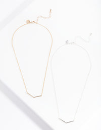 Mixed Metal Diamante Bar Necklaces Pack - link has visual effect only