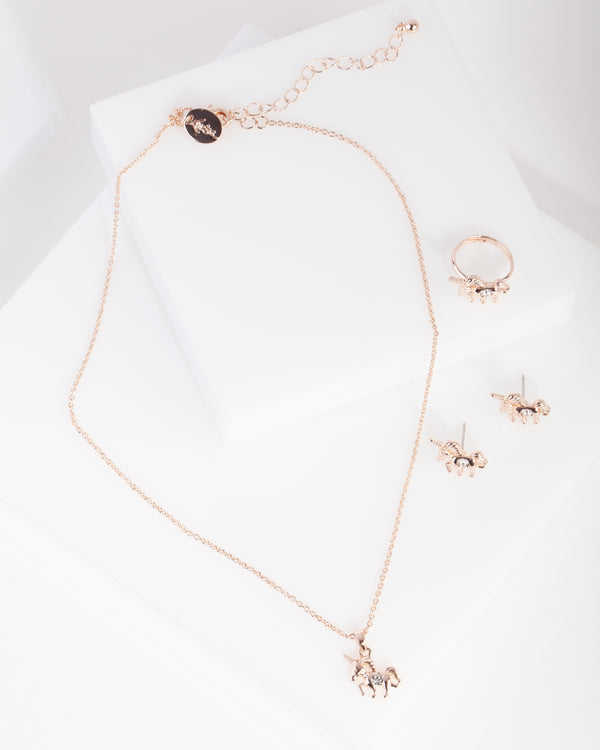 Kids Swarovski Crystal Gold Unicorn Mixed Gift Set