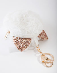 Kids Fluffy White Keyring - link has visual effect only
