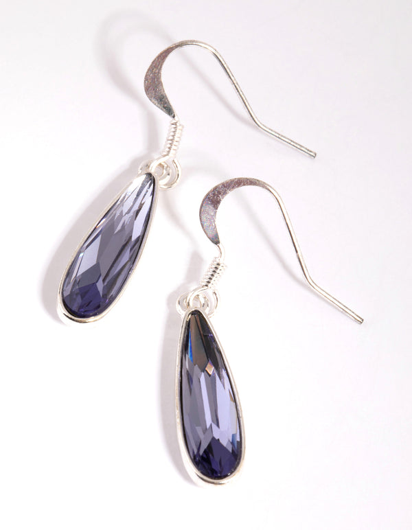 Silver Purple Raindrop Earrings