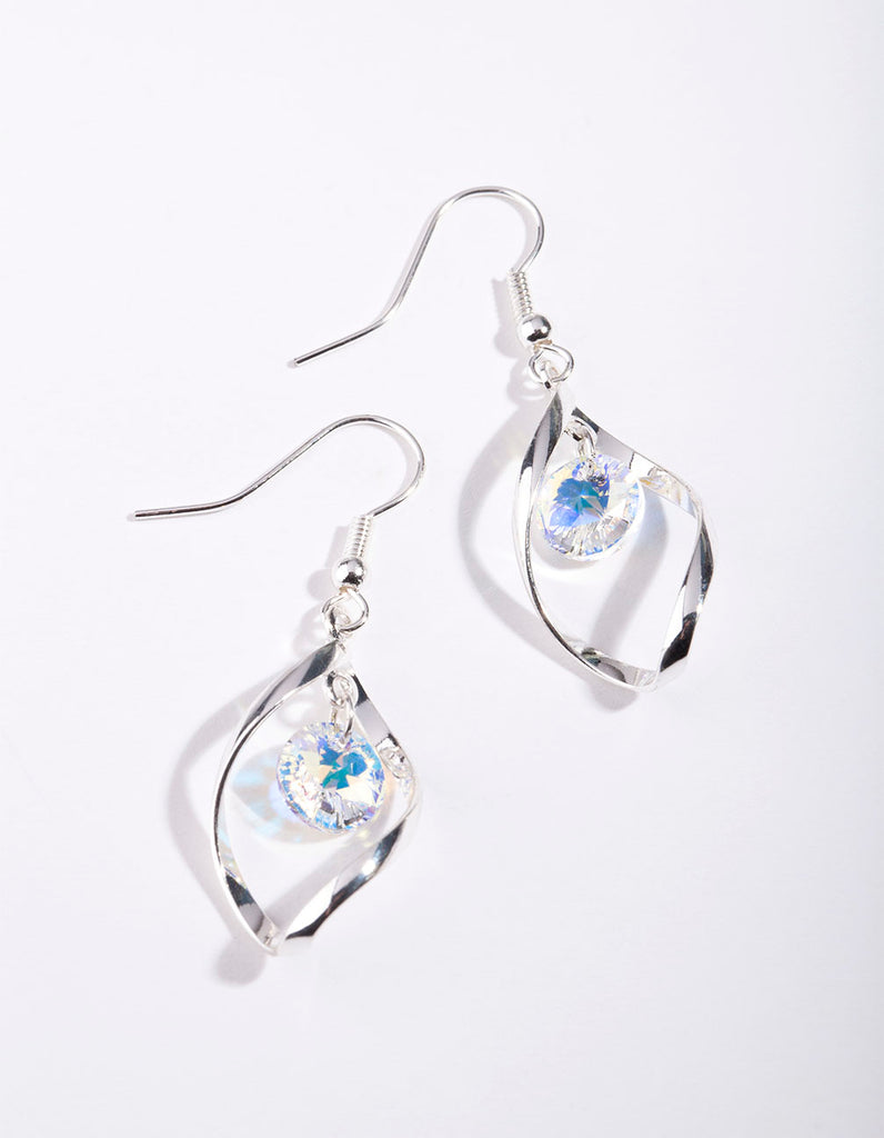 Silver Diamond Simulant Drop Twist Earrings - Lovisa