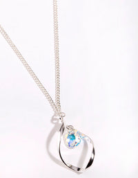 Silver Diamond Simulant Drop Twist Necklace - link has visual effect only