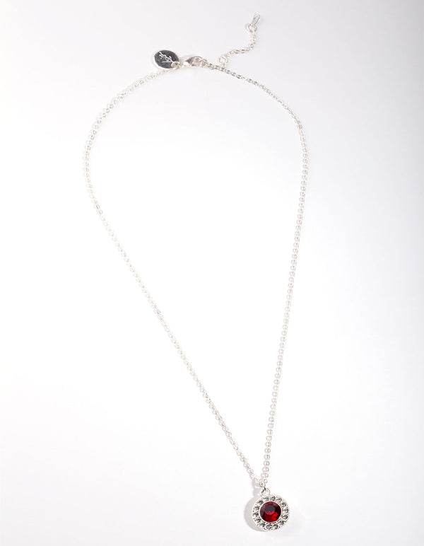 Silver Diamond Simulant Siam Cluster Necklace