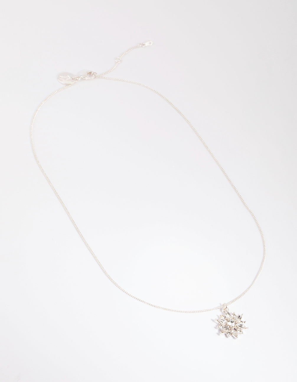 Silver Crystal Facet Flower Necklace