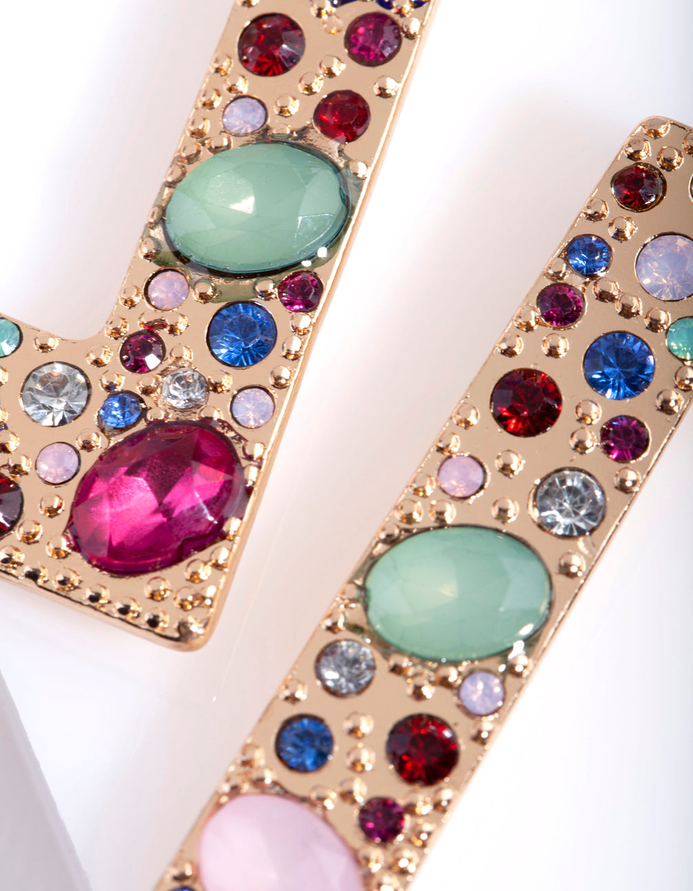 Multi Stone Trapeze Earrings