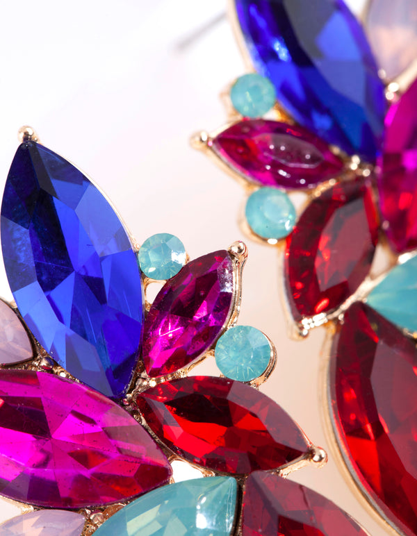Multicoloured Marquise Cut Statement Earrings