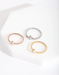 Mixed Metal Diamante Twist Nose Ring Pack - link has visual effect only