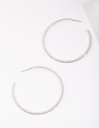 Silver Oversized Diamante Hoop Earrings - link has visual effect only