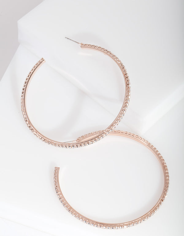 Large Rose Gold Cupchain Hoop Earrings