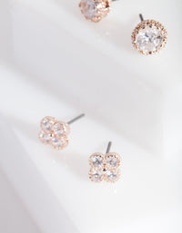 Rose Gold Cubic Zirconia Pack Stud Earring - link has visual effect only