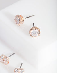Rose Gold Cubic Zirconia Pack Stud Earring - link has visual effect only