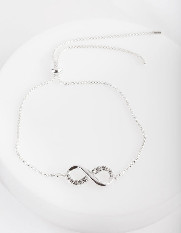 Silver Diamond Simulant Infinity Toggle Bracelet